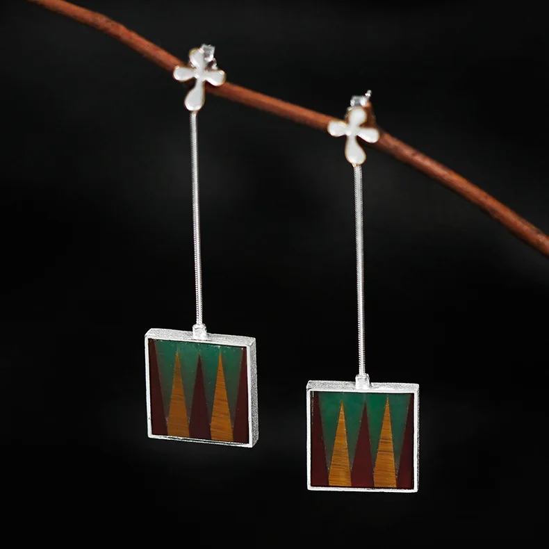 

CMAJOR Original 925 Sterling Silver Gothic Colorful Cathedral Inlay Drop Earrings Women Girls Handmade Fine Jewelry Wholesale
