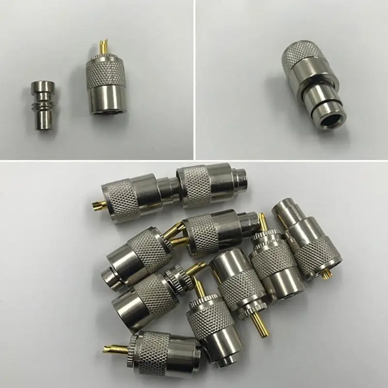 10 шт UHF PL259 мужской твист-на разъемы RG8 RG58 Высокочастотный коаксиальный адаптер антенного кабеля Plug