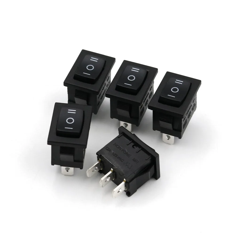 

5Pcs MR-1 Series 3Pin SPDT Momentary MOM-OFF-MOM Self-Return Mini Rocker Switch 12A/125VAC