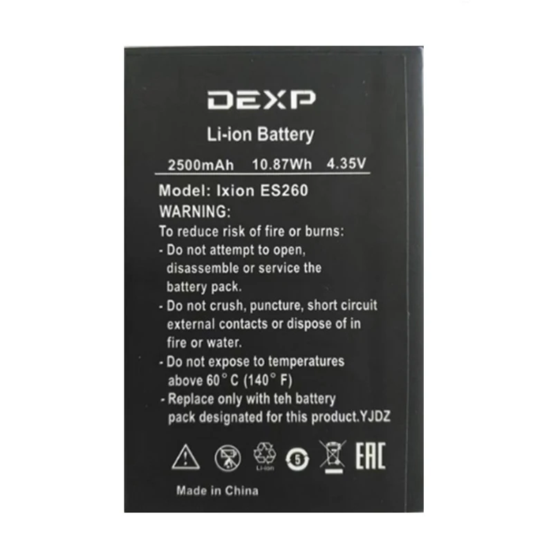 

For DEXP IXION ES260 ES 260 Cell Phone 3.7V 2500mAh Replacement Batteries Accumulator