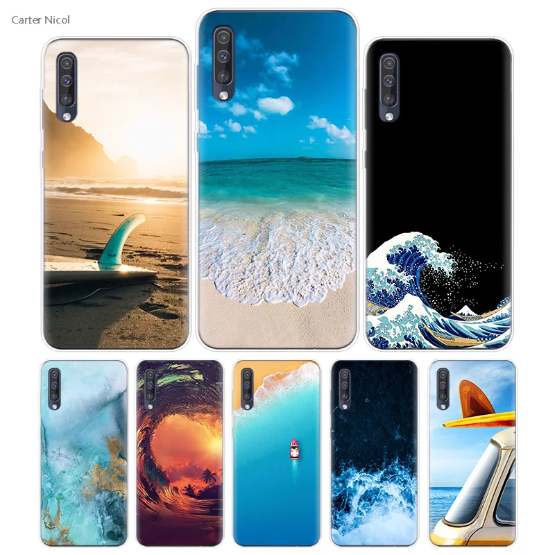 Transpatrent سيليكون حقيبة لهاتف سامسونج غالاكسي A50 A70 A30 M30 M20 A10 A20 A40 M20 غطاء الهاتف تصفح البحر المحيط