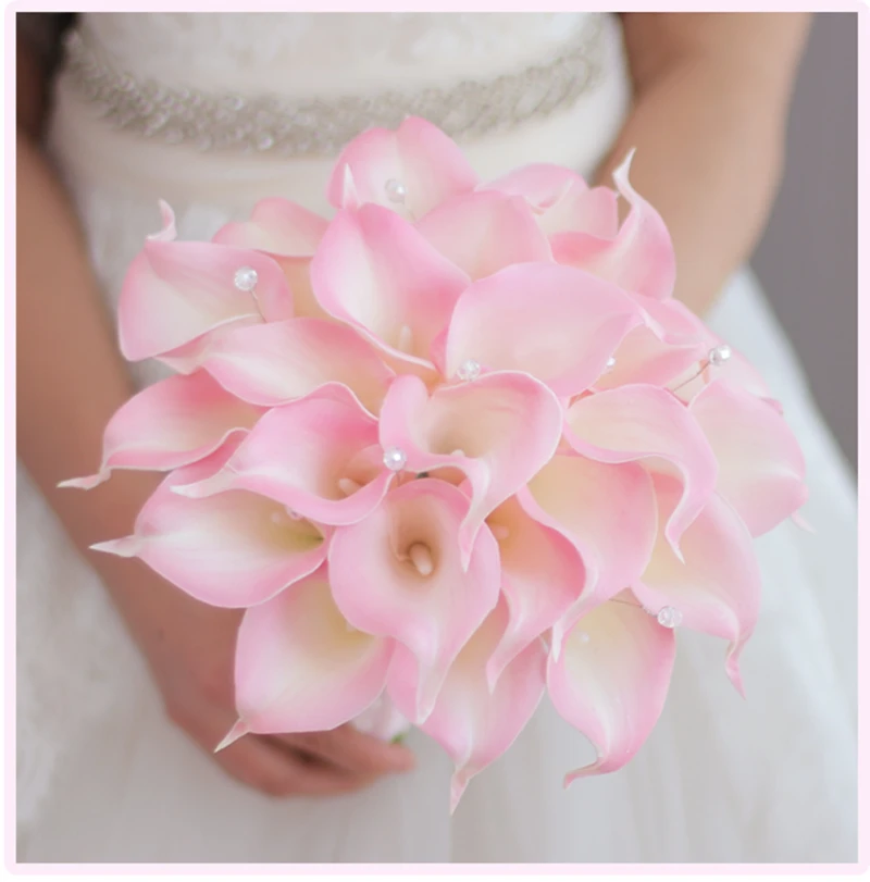 Ivory Pink Purple Calla Lily Wedding Flowers Bridal Bouquets Artificial Wedding Bouquet Bridesmaid Flowers De Mariage Rose