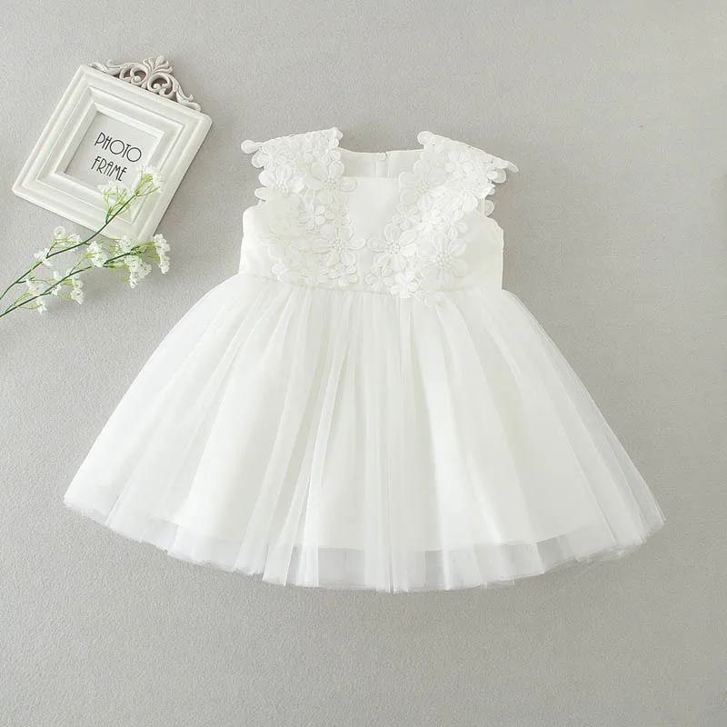 Милая одежда для малышей платье на день рождения для маленьких девочек возрастом от 1 года костюмы 2 цветов Новые Брендовые вечерние платья для маленьких девочек Одежда для новорожденных - Цвет: Белый