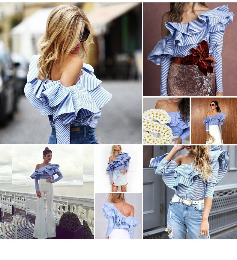  Long Sleeve Blusas Sexy Strapless  (3)