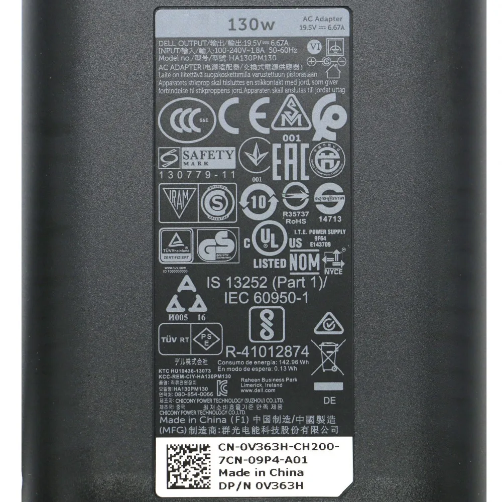 Овальный 19 5 V 6.67A 130W 4 5*3 0mm V363H RN7NW адаптер переменного тока зарядное устройство для