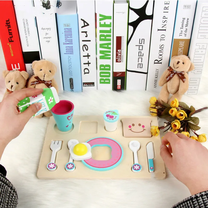 2018 новый шаблон детей моделирования деревянные игрушки, играть дома игрушки завтрак Комбинации Кухня игрушки подарок для детей
