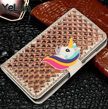 

YeLun For Samsung Galaxy S9 S9 Plus S8 S8PLUS 3D Diamond Crystal Luxury Unicorn Flip PU Leather Case for Samsung S5 S6 S7 Edge