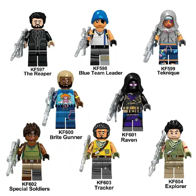 single sale with real metal weapon blue team leader teknique game fortnight battle royale action figures toy children kf6050 - blue team leader fortnite account for sale