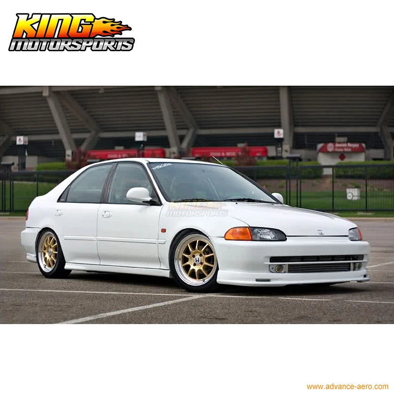 Подходит 1992 1993 1994 1995 Honda Civic 4DR Mugen Стиль переднего бампера для губ черный PP
