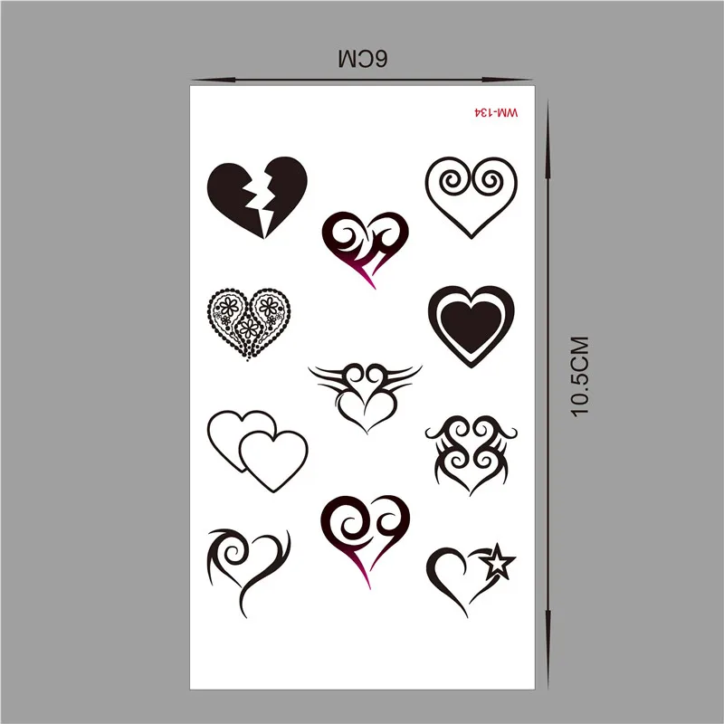 

(Min order $0.5) Temporary Tattoo For Woman Waterproof Stickers makeup maquiagem Various forms of the heart tattoo WM134