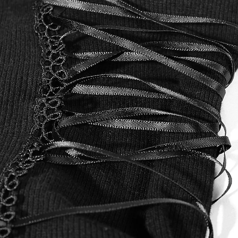 Панк рейв Готическая Лолита черные женские топы стимпанк Винтажная Футболка сексуальные кружевные топы с коротким рукавом рубашка