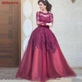 

Long Sleeve Lace Mother of the Bride Dresses for Weddings A Line Prom Evening Groom Godmother Dresses