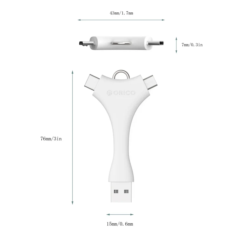 ORICO C1 двойной usb-кабель Порты и разъёмы Портативный Sync& Charge Micro B+ Тип-C кабель для передачи данных для Xiaomi huawei samsung с кольцом для ключей