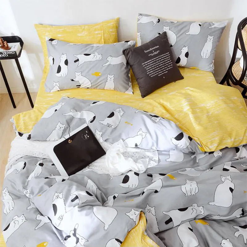 

4pcs Bedding Set INS Simple American Bedding Set With Pilloccase +Pillowcases Cover Set Bed Cover Bed Sheet Style