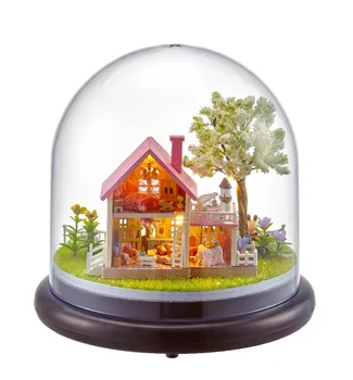 

Hot DIY Glassball Birthday/Valentine/Christmas gifts miniature Furnitures model kits 3D assemble Toys creative diary dollhouse