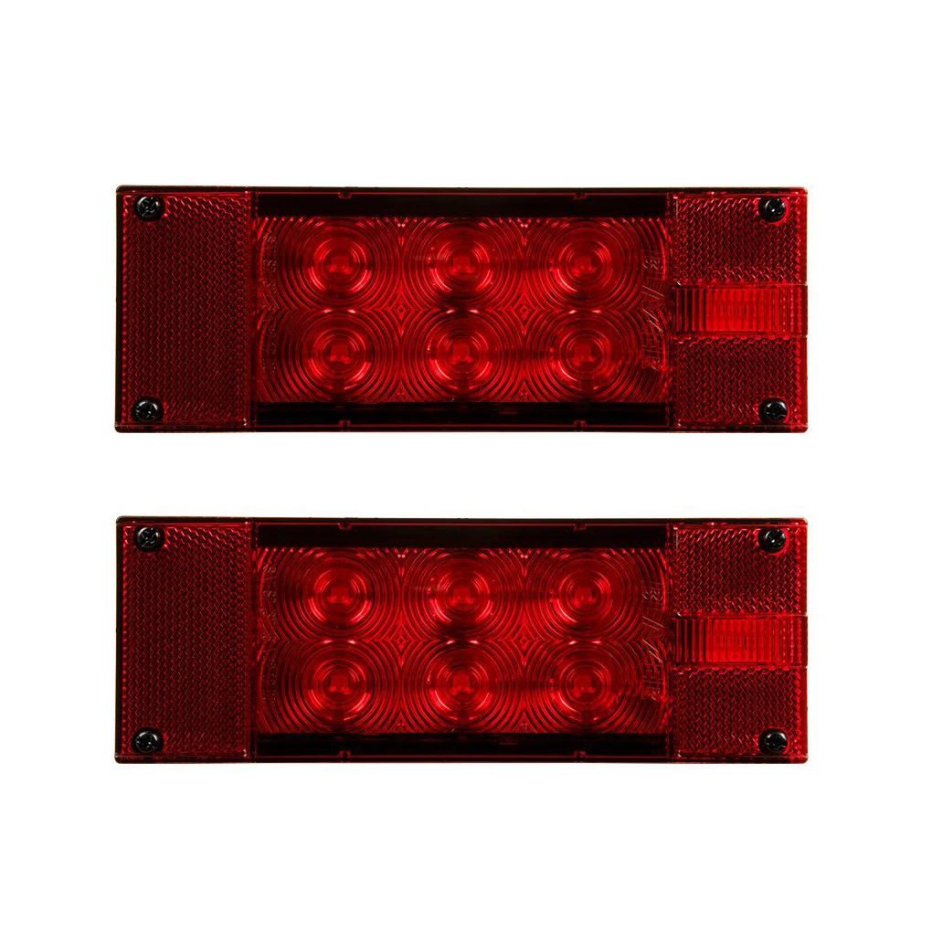 

Universal Left Signal with Right LED Submersible Red Trailer Boat Rectangle Stud Stop Turn Tail Lights for Car