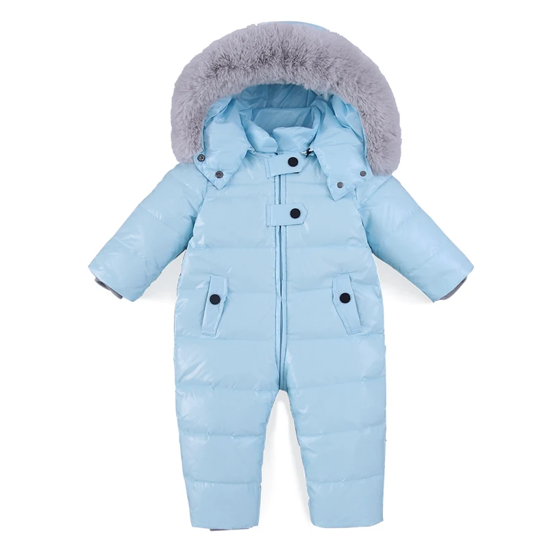 

Baby Romper Winter Girl Boy Snowsuit Thermal Duck Down Fur Hooded Jumpsuit Newborn Kids Winter Climb Clothes Ski Suit Overalls