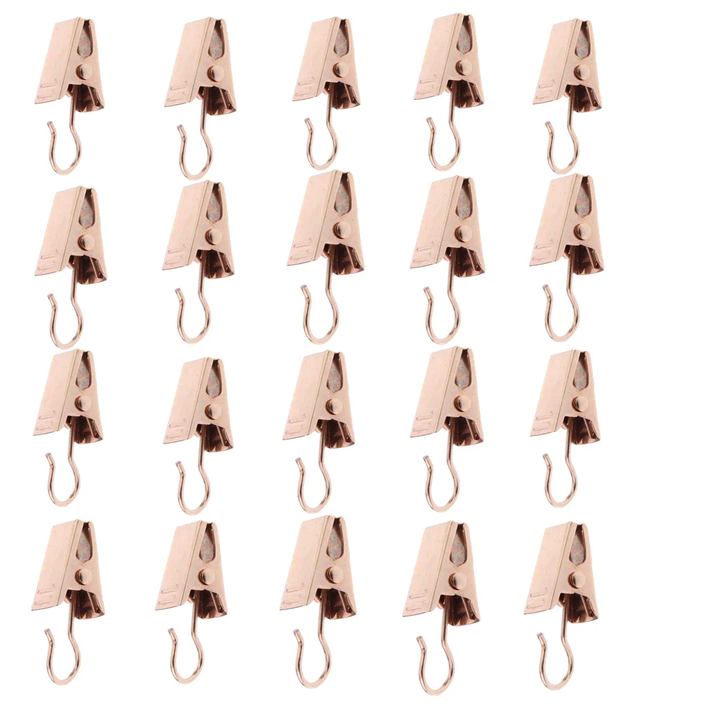 20Pieces Heavy Duty Curtain Clips with Hook Spring Clamps Hanger Clips Gold