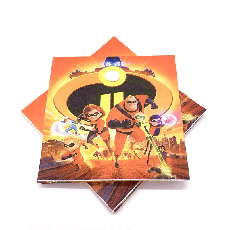 

20pcs disposable napkins The Incredibles 2 theme party decorations baby shower party supplies Incredibles theme paper napkins
