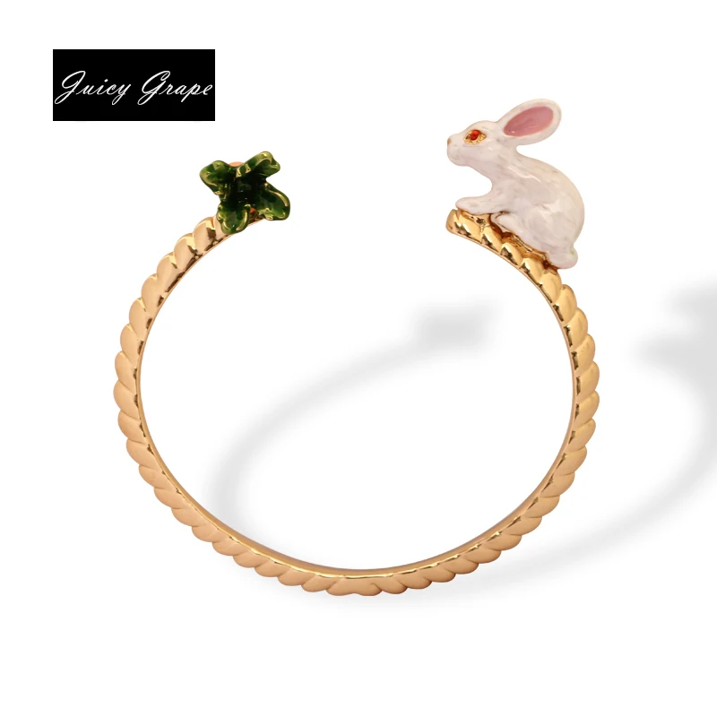 Модный женский браслет с изображением кролика, моркови, эмалированный браслет в стиле аниме, винтажный браслет для милой девушки, европейский и американский стиль