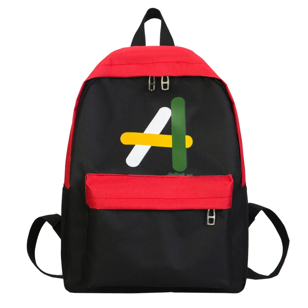 

Fashion Neutral Students Canvas Hit Color Shoulder Bag School Bag Tote Backpack Zipper Bag Backpack kanken mochilas mujer #75