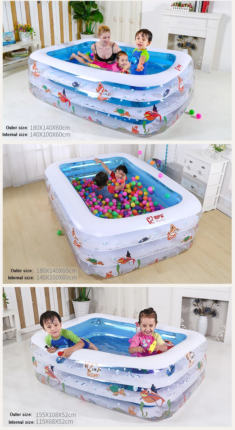 Надувной плавательный бассейн аксессуары для детей детская ванночка открытый квадратный плавательный бассейн Ванна 1,1 м 1,25 м домашнего использования