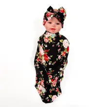 2 шт./компл., милое детское одеяло с бантом и цветочным принтом, повязка на голову, пеленка для сна, вязаная повязка, повседневные аксессуары