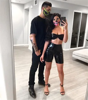 

two piece set solid color tanktop and high waist tight shorts sets 2019 summer clothes for women sexy club new