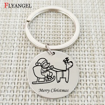 

Personality Christmas Gift Keychain Jewelry Cartoon Santa Claus Deer Christmas Tree Charm Key Chian Women Man Car Keyring