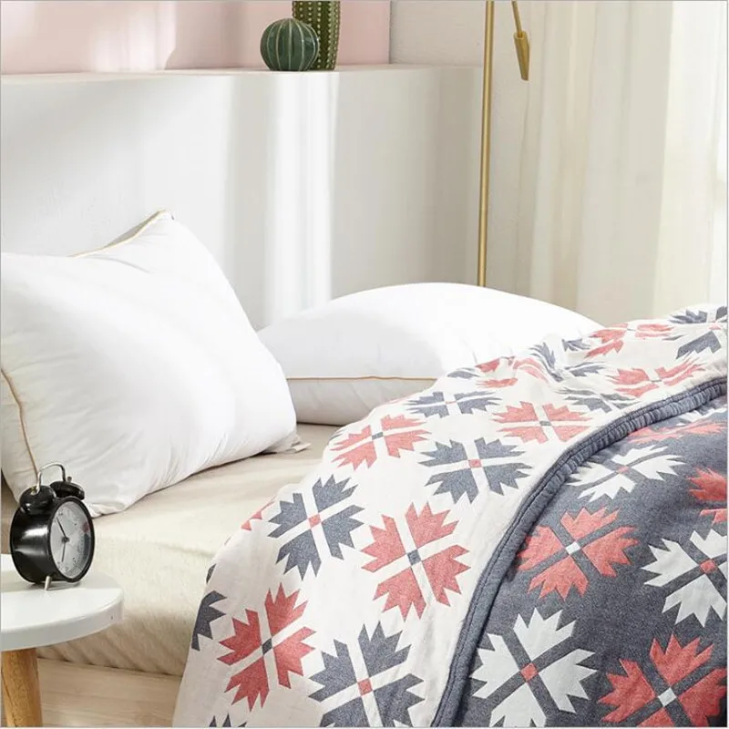 Хлопковое муслиновое одеяло кровать диван путешествия дышащее летнее мягкое одеяло 4 слоя марлевые AB боковое покрывало 200*230 см