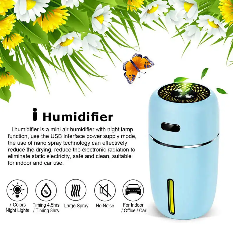 

Portable Mini Usb Humidifier,200Ml Ultrasonic Cool Mist Humidifier With 7 Colors Light Changing For Bedroom Home Office Travel