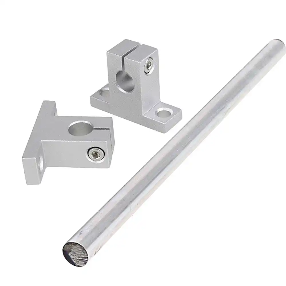 Ideaker OD10mm 200mm Length Silver Vertical Linear Shaft Optical Axis & CNC Linear Rail Support Set of 3 Rail Linear Shaft Bearing 