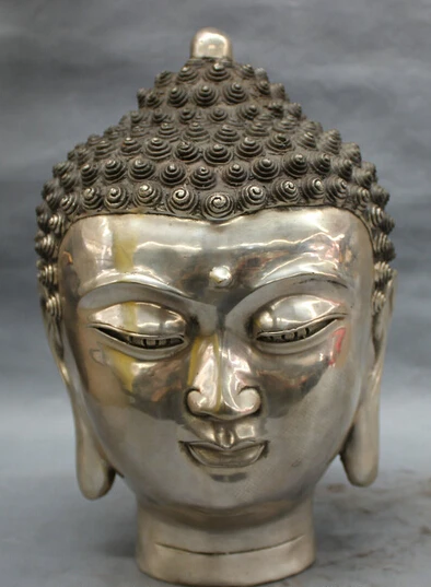 free shipping 12 Tibet Tibetan Silver Buddhism Fo Shakyamuni Sakyamuni Buddha Head Statue | Дом и сад