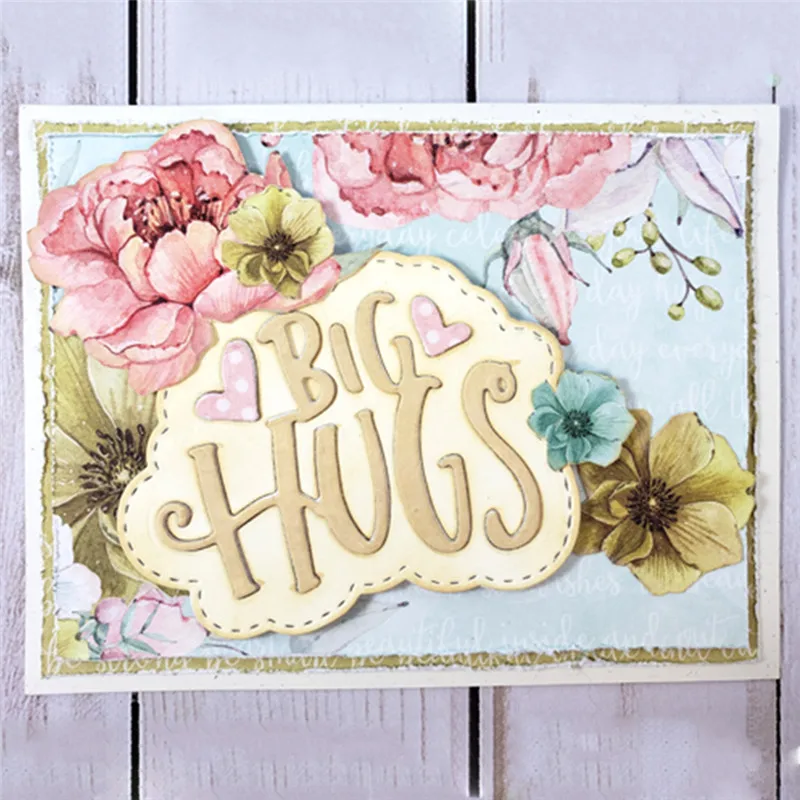 

Naifumodo Letters Metal Cutting Dies 2019 for Card Making Scrapbooking DIY Album Embossing Paper Craft Letter Big Hugs Die Cut