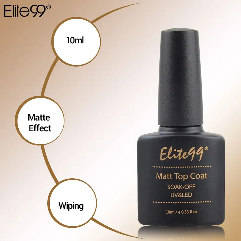 

Elite99 10ml Soak Off Matt Top Coat Nail Gel Polish Dull Finish Top Gel Long Lasting Nail Art Varnish Manicure UV Lamp Needed