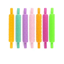 DIY Pastic антипригарная скалка для помадки для кухни, тиснение для торта, валик для теста, украшение торта, ролик, инструменты для выпечки