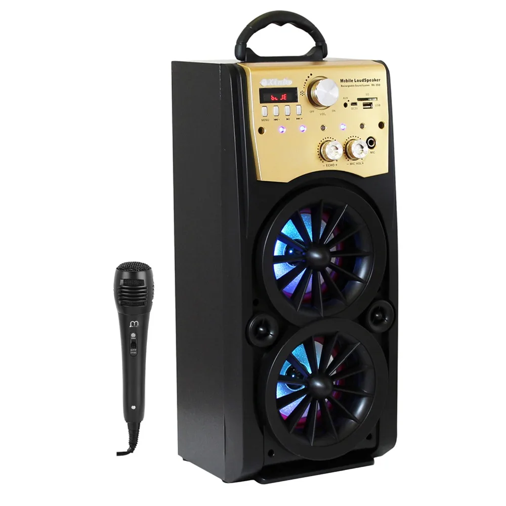 

Karaoke Portable Bluetooth Speaker HIFI with Microfono High Power with FM Radio LED Light for Parties
