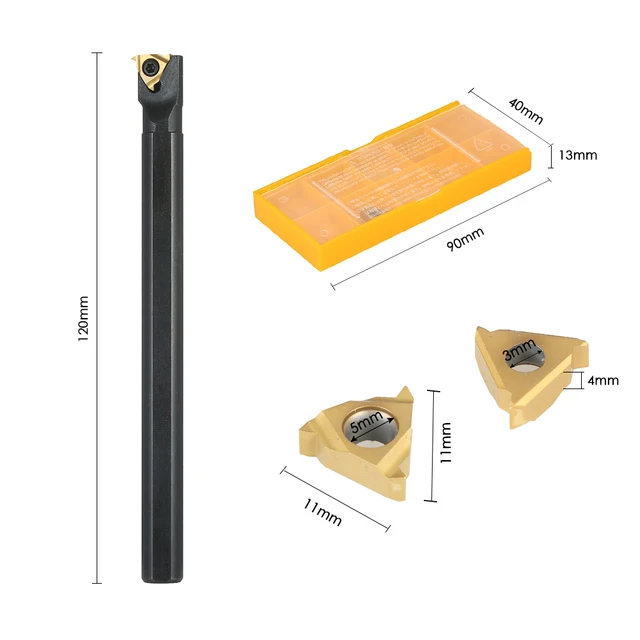 11IR AG60 Carbide Inserts + SNR0010K11 Insert Holder + T8 Wrench Internal Lathe Threading Boring bar CNC Turning Tool Set