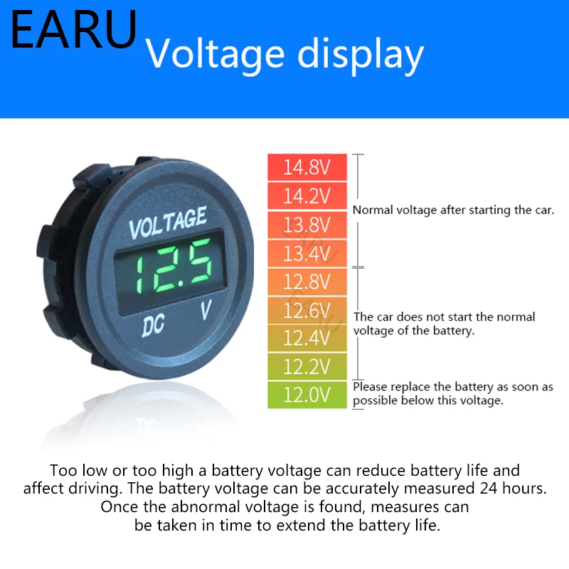 Мини цифровой вольтметр DC5V-48V водонепроницаемый Авто Лодка Автомобиль Стайлинг мотоцикл светодиодный Панель Вольт измеритель напряжения Тестер монитор дисплей