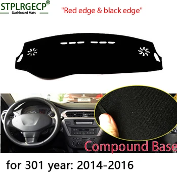 

StplrgeCP For Peugeot 301 2014-16 double layer Car Dashboard Cover Avoid Light Pad Instrument Platform Dash Board Cover Sticker