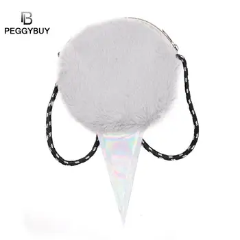 

New Zipper Mini Coin Bag Plush Small Change Bag Ice Cream Shape Bag Women Girls Shoulder Messenger Plush Zip Small Bags
