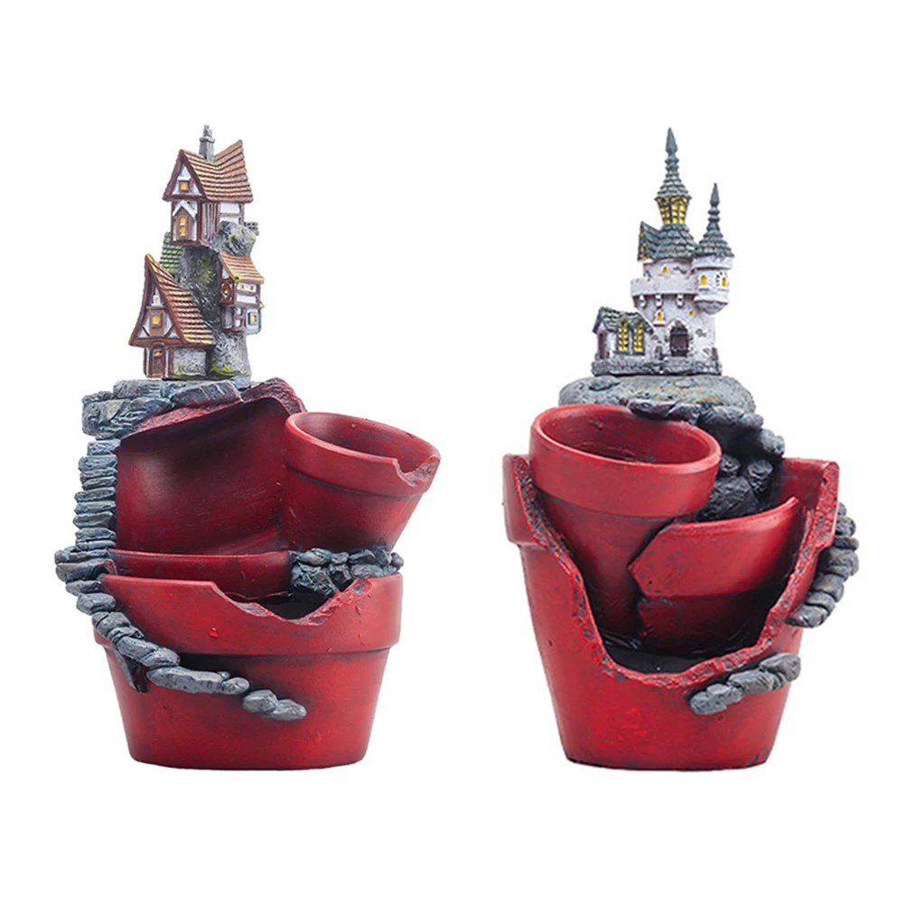 

Flower Pot Office Desk Decoration Creative Castle House Shaped Garden Pot Bonsai Plant Flower Pot Shaped Flower Pot