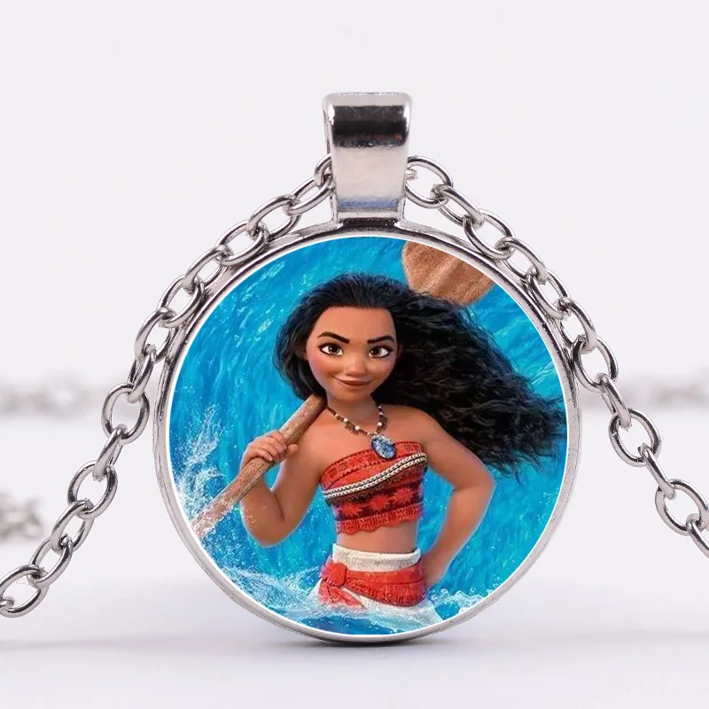 Ожерелье SONGDA Moana с изображением океана, маленький волшебник, милое изображение Моаны для маленькой девочки, стеклянный кабошон, массивное ожерелье с подвеской