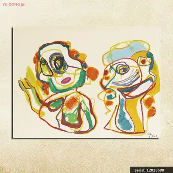 

Karel Appel TWO HEADS Still life Classical oil Painting Drawing art Spray Unframed Canvas design iron hologram wall12025688