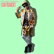 M-XXL! певец из ночного клуба GD стиль золотой плиткой Алфавит хип хоп костюмы для бара модные сценические костюмы