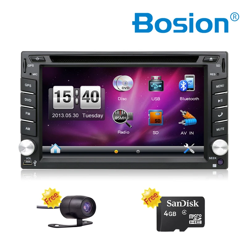 

Bosion 6.2" Universal Radio 2DIN Free Camera+Free GPS Map Card Bluetooth GPS Navigation AUX RDS FM/AM Window CE 6.0 MP3 MP5