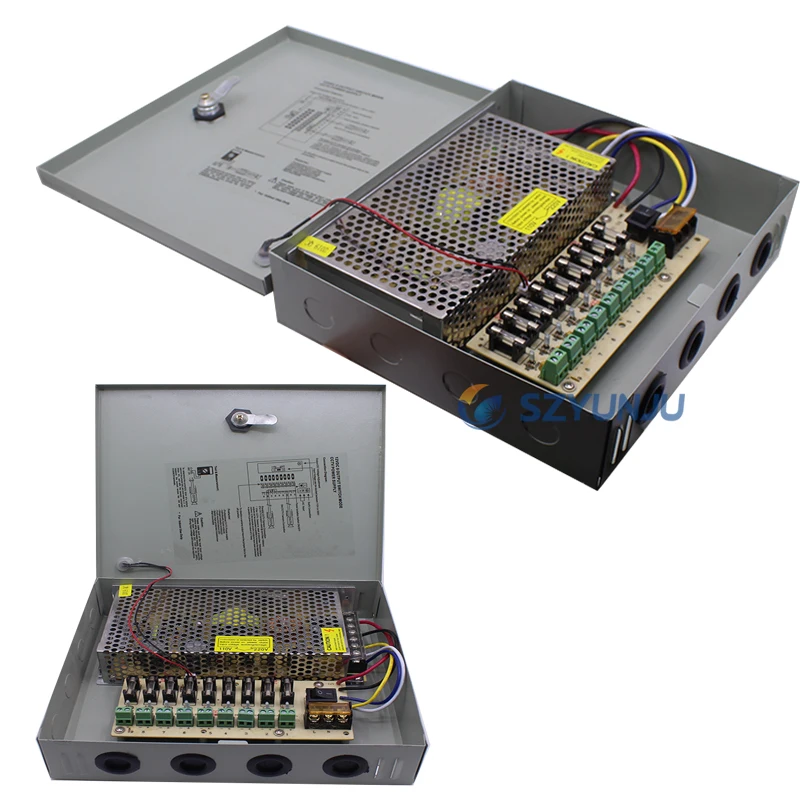 DC12V 10A плавленый 9-канальный блок питания для камер видеонаблюдения переключатель коробка для камеры наблюдения безопасности выход 120 Вт, 9 портов CE, LVD утвержден