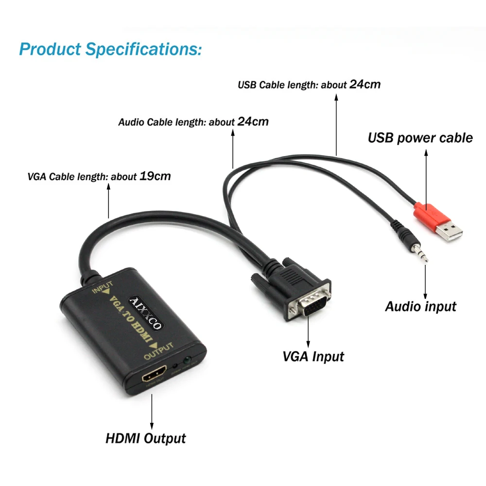 AIXXCO качественный портативный разъем и воспроизведение VGA на HDMI выход 1080P HD аудио ТВ AV HDTV PC видео кабель VGA2HDMI конвертер адаптер AIXXCO качественный портативный разъем и воспроизведение VGA на HDMI выход 1080P HD аудио ТВ AV HDTV PC видео кабель VGA2HDMI конвертер адаптер