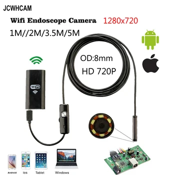 

1m 2m 3.5m 5m Cable IOS Android Wifi Endoscope with 8mm Len IP67 Waterproof IOS Endoscope Snake Inspection Borescope Camera