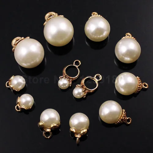

Pearl Beads Pendant,Jewelry Pendant Gold Color Base Ivory White Pearl Decorative Accessories 6,8,10,12,14,16mm k01771